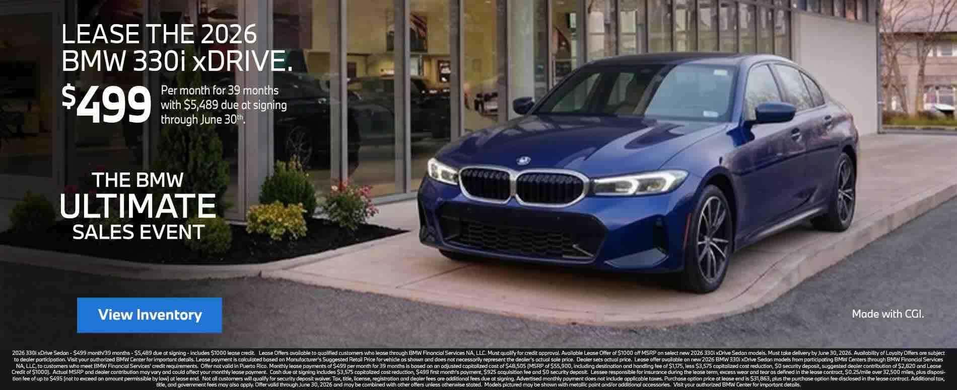 Lease the 2026 BMW 330i xDrive for $499 in Reading, PA