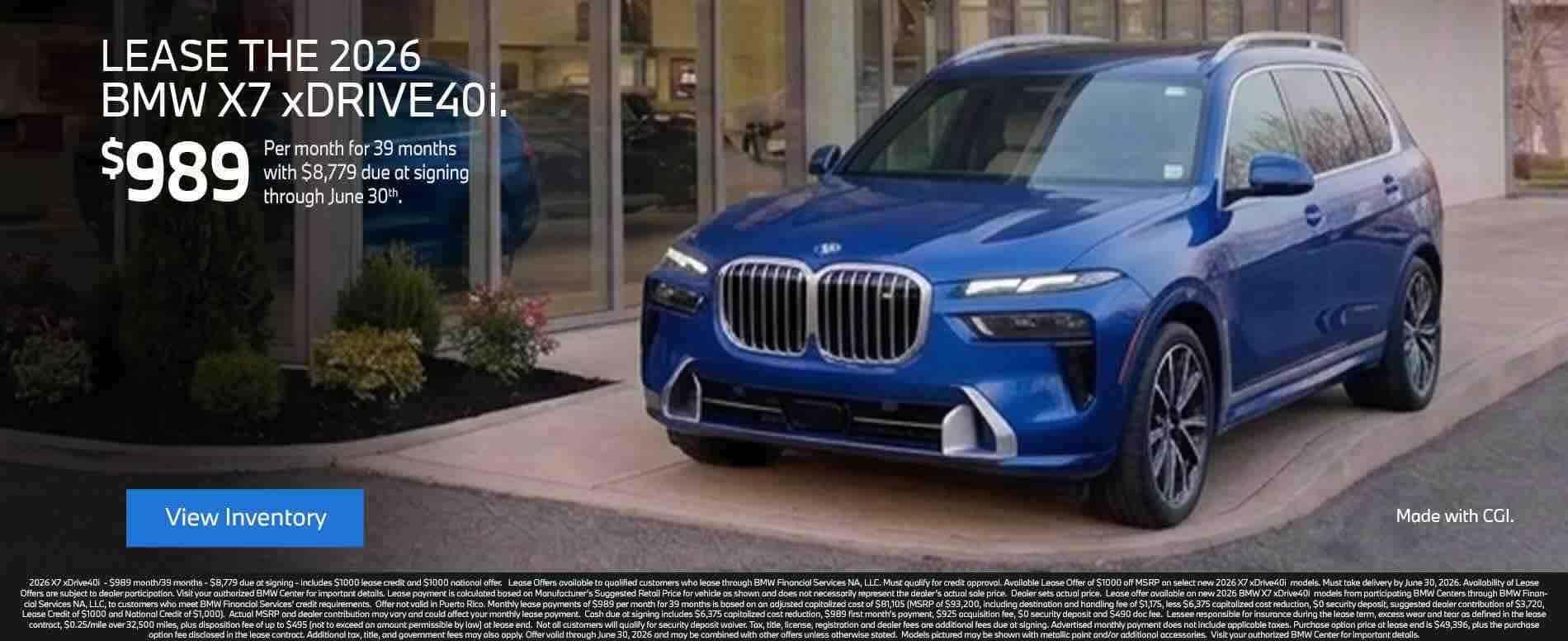 Lease the 2026 BMW X7 xDrive40i in Berks County at BMW of Reading June Offer