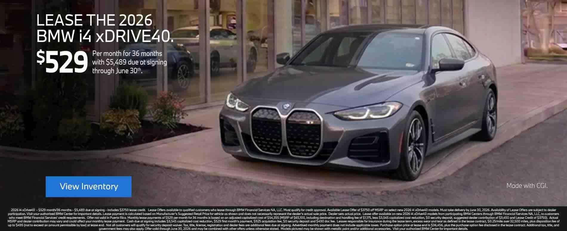 Lease the 2026 BMW i4 xDrive40 for $529 in Reading, PA