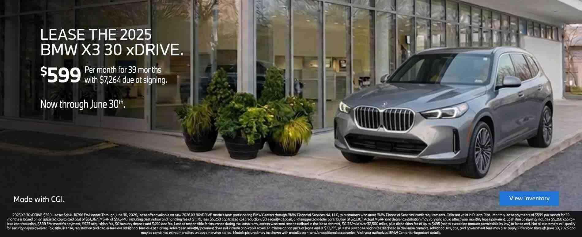 Lease the 2025 BMW X3 30 xDrive for $599 in Reading, PA