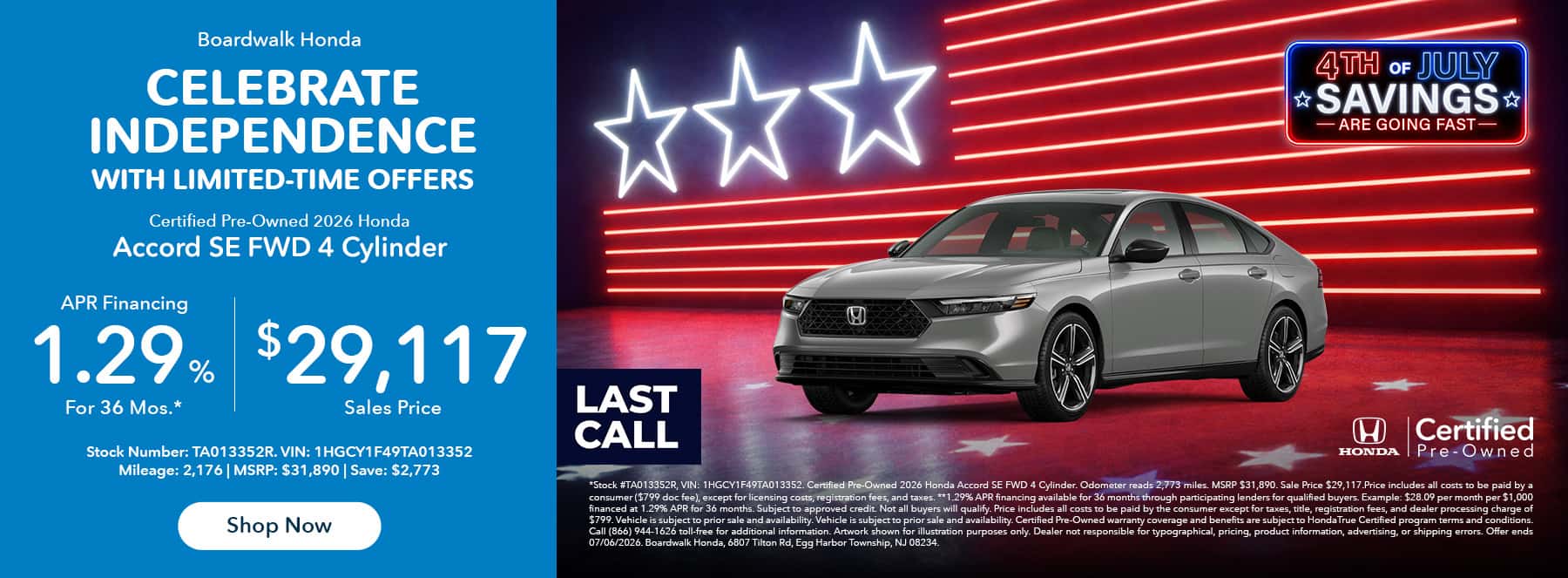 Certified Pre-Owned 2026 Honda Accord SE