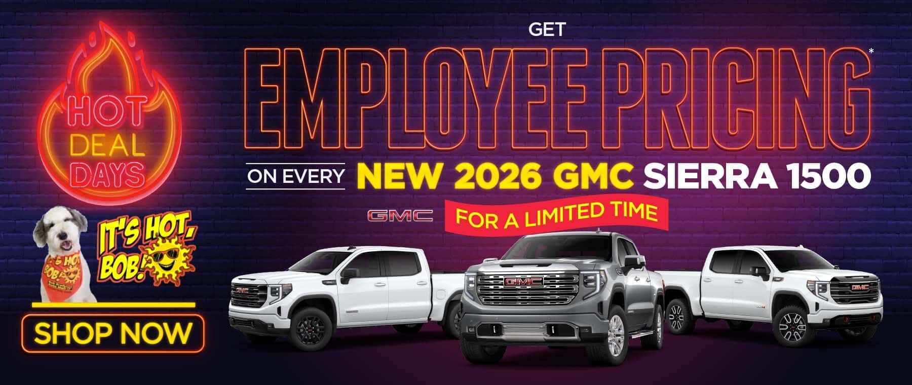 Employee Pricing for Everyone! Get Employee Pricing* on every new 2026 GMC Sierra 1500 for a limited time