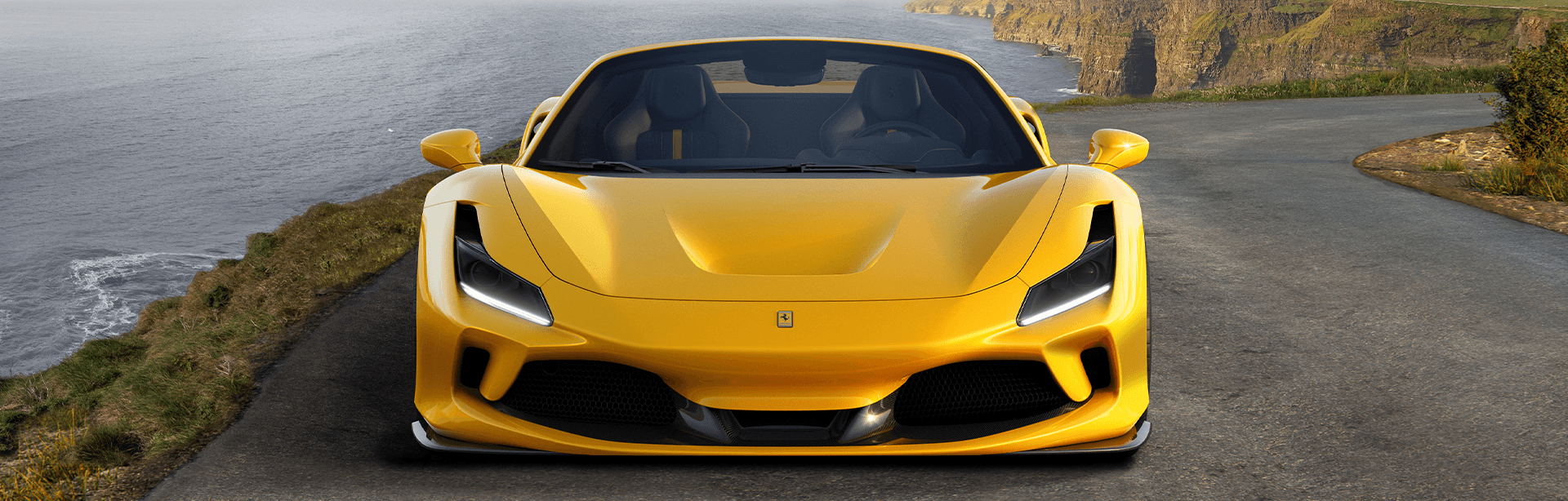 Ferrari F8 Spider parked by water