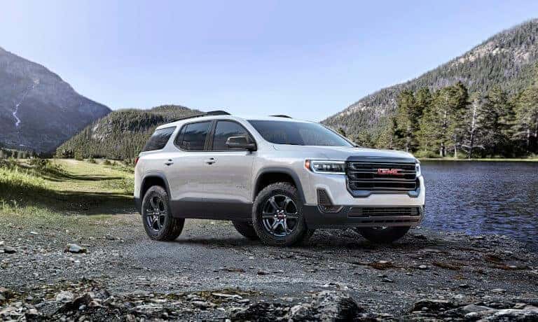 Acadia parked at lake
