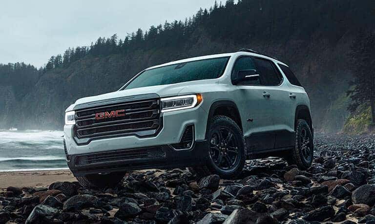 2021 GMC Acadia Exterior On A Rocky Beach