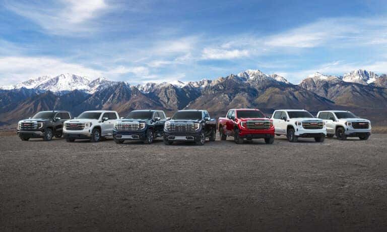 2023 GMC Sierra 1500 Exterior Seven Parked Together