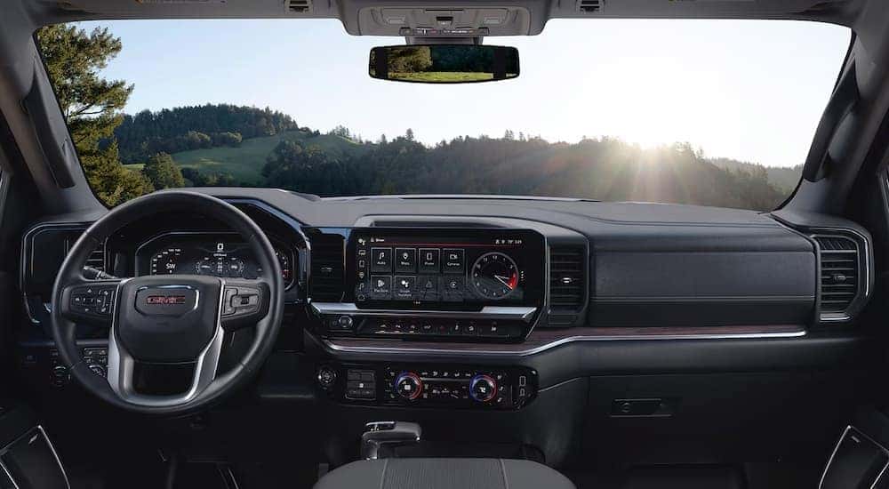 The interior of a 2024 GMC Sierra for sale near Elgin.