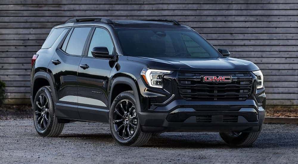 A black 2026 GMC Terrain at a dealer near Lombard