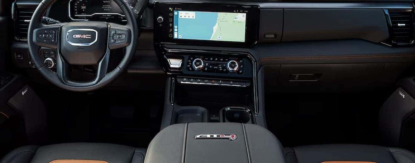Infotainment and digital gauge cluster on a 2025 GMC Sierra 2500 HD AT4 for sale
