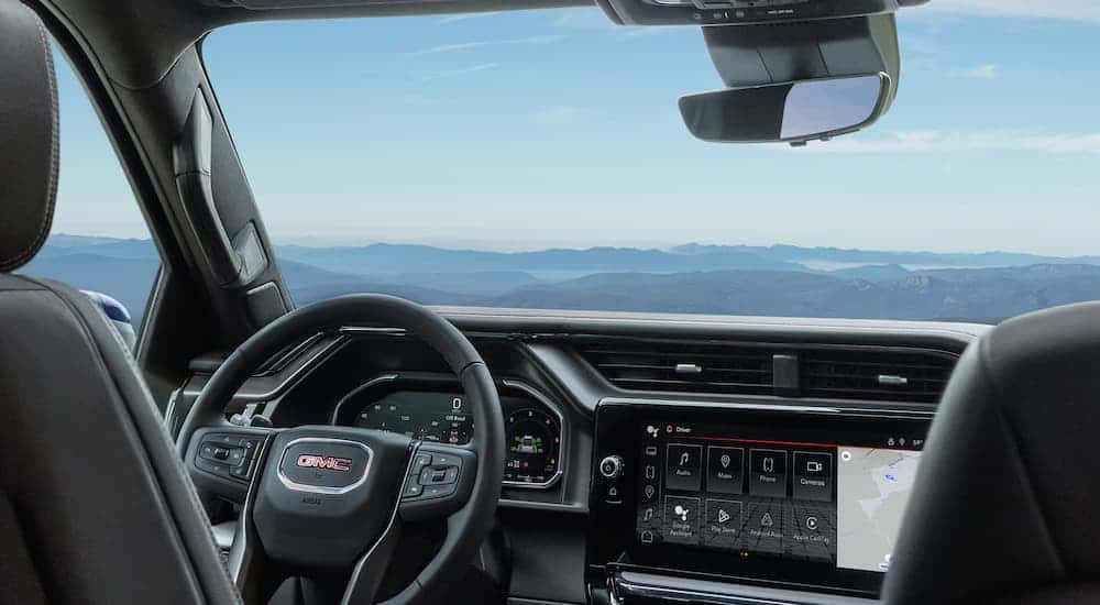 Infotainment and digital gauge cluster on a 2026 GMC Sierra 1500