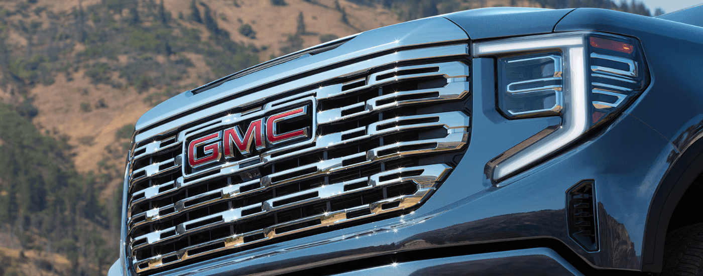 Chrome grille of a 2026 GMC Sierra 1500 for sale near Aurora