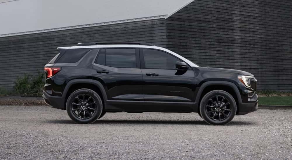 Side profile of a black 2026 GMC Terrain