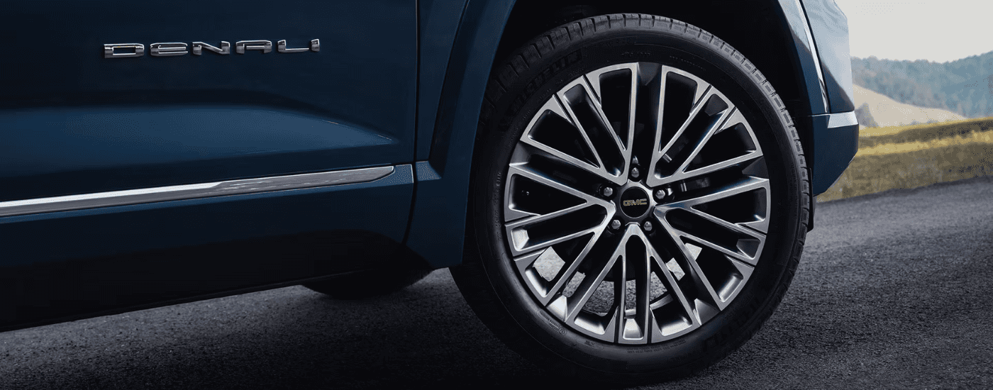 Chrome wheel of a 2026 GMC Terrain Denali
