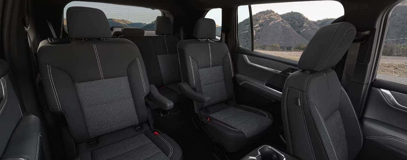 Black interior in a 2026 GMC Acadia AT4.