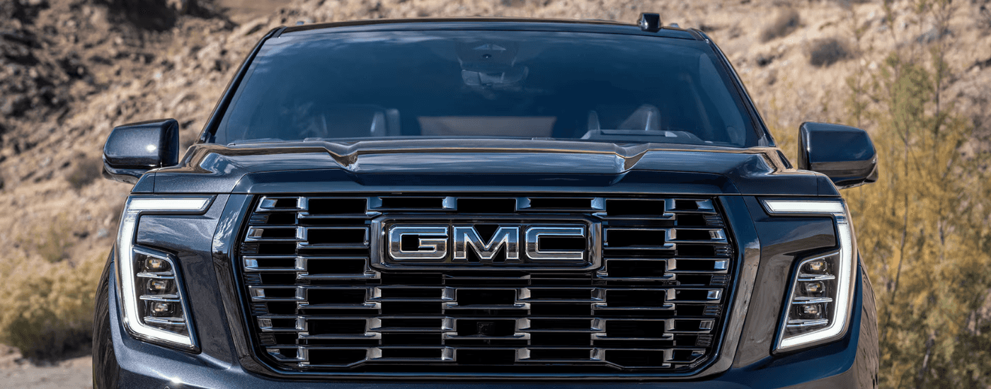 Black grille and badging on a 2026 GMC Yukon Denali