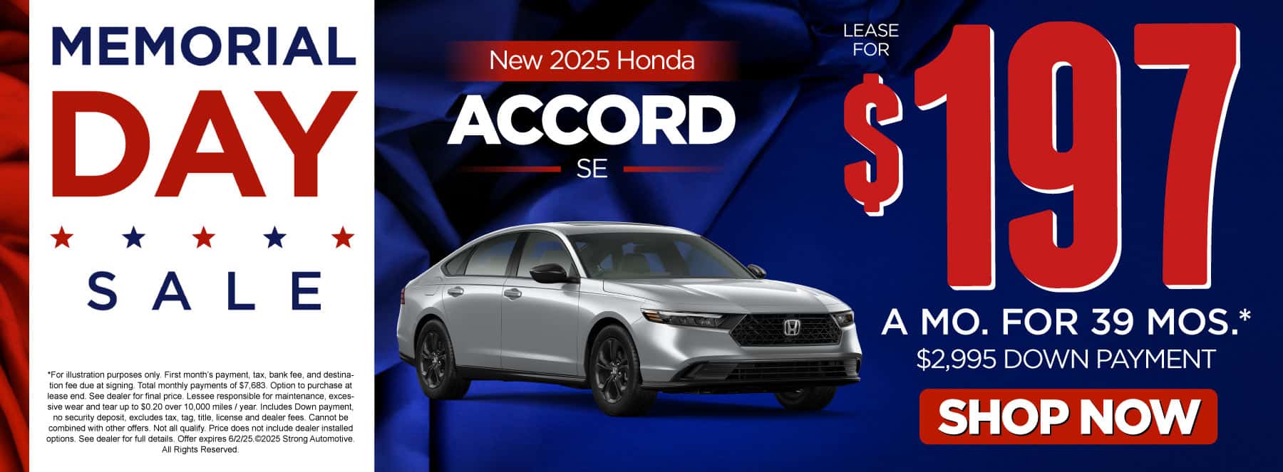 New 2025 Honda Accord SE "Lease for $197/mo for 39 months* $2,995 down payment"