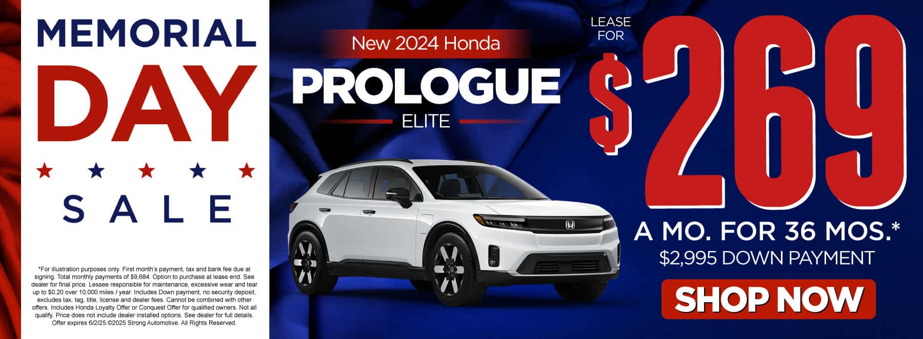 New 2024 Honda Prologue Elite "Lease for $269/mo for 36 months* $2,995 down payment"