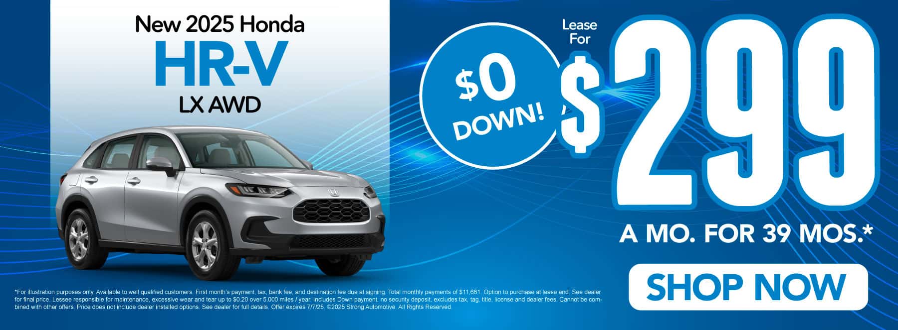 New 2025 Honda HR-V LX AWD "Lease for $299 mo/39 Months* $0 Down! "