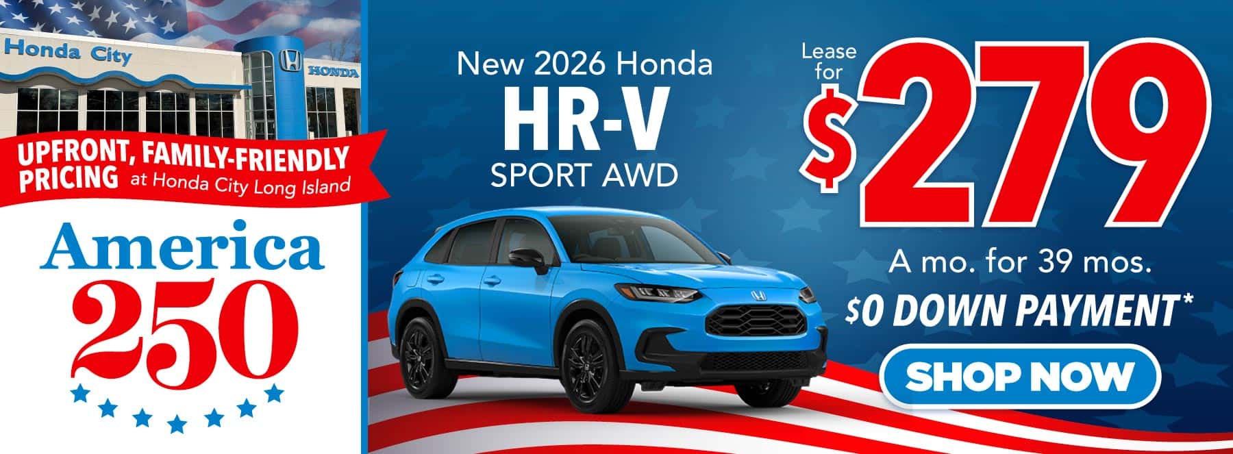 2026 Honda HR-V Sport AWD "Lease for $279 a mo. for 39 mos. $0 down payment*"