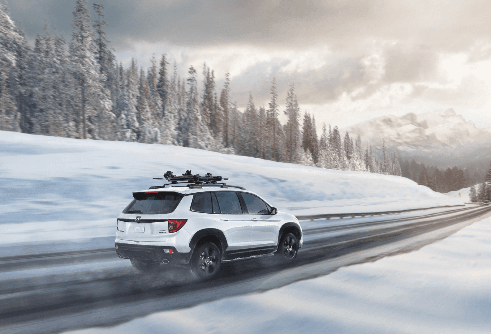 2021 Honda Passport White Snow Winter