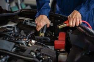 Car Battery with Jumper Cables