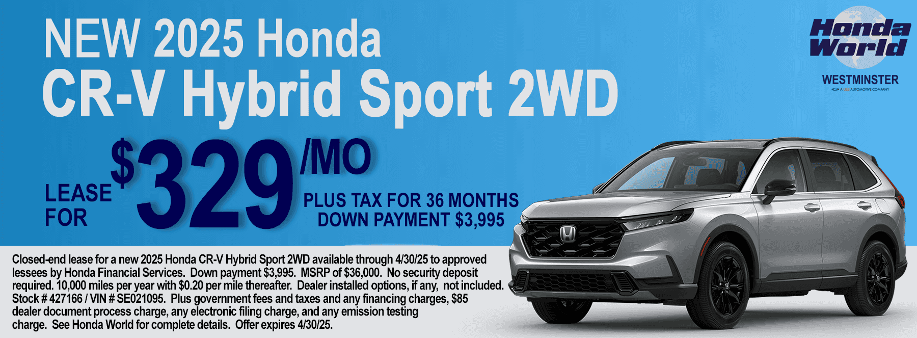 2025 Honda CRV Hybrid Lease Offer