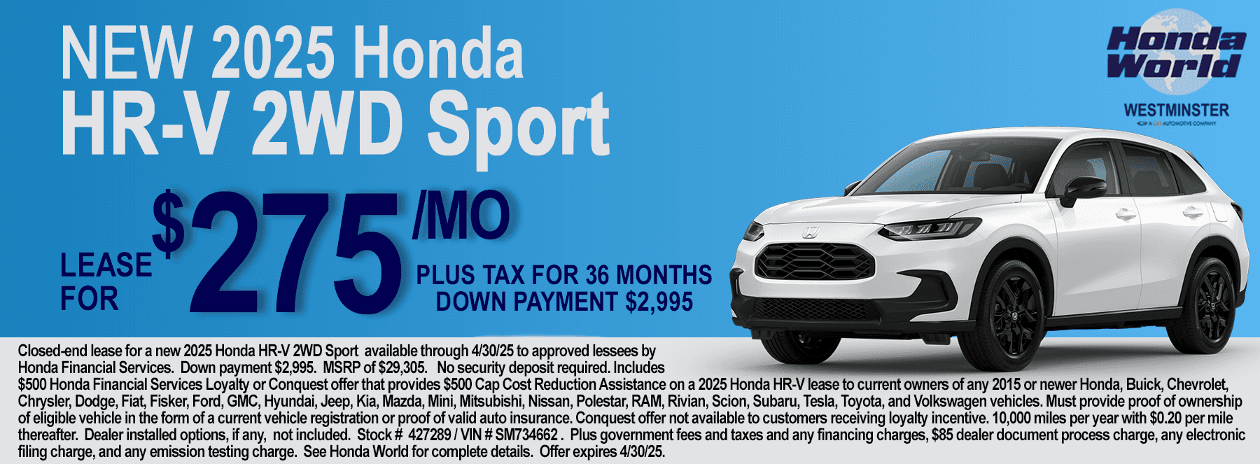 2025 Honda HR-V Lease Offer
