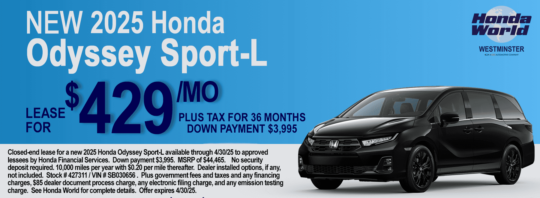 2025 Honda Odyssey Lease Offer