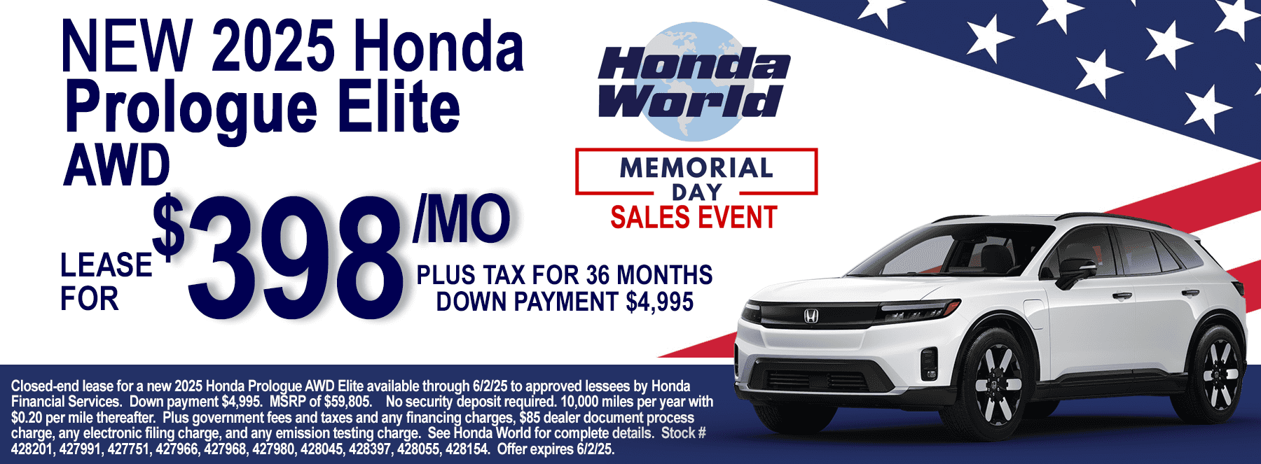 2025 Honda Prologue Elite Lease Offer