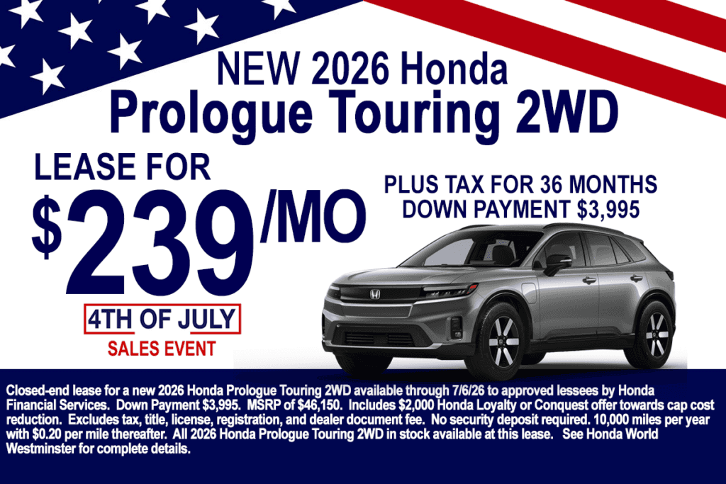 2026 Honda Prologue Touring FWD Lease Offer