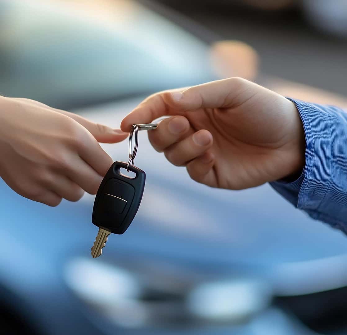 Dealer handing over keys