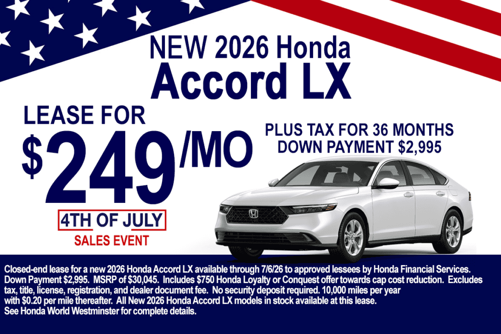 2026 Honda Accord LX Lease Offer
