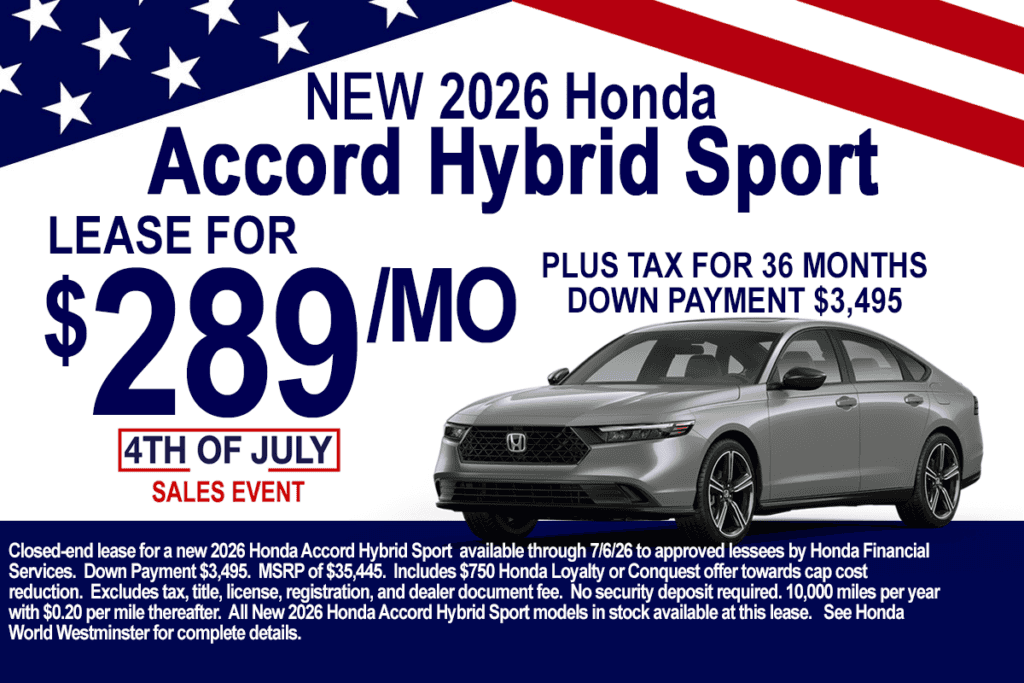 2026 Honda Accord Hybrid Sport Lease Offer