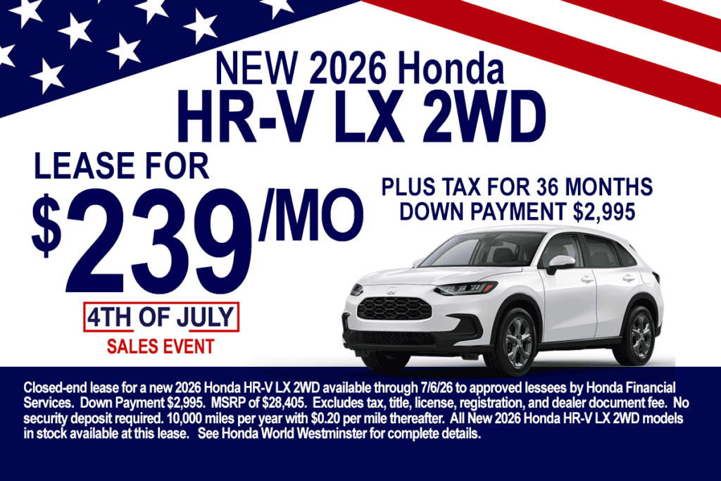 2026 Honda HR-V LX 2WD Lease Offer