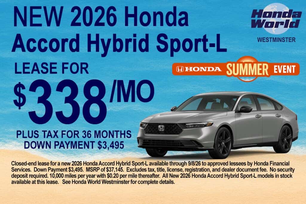 2026 Honda Accord Hybrid Sport-L Lease Offer