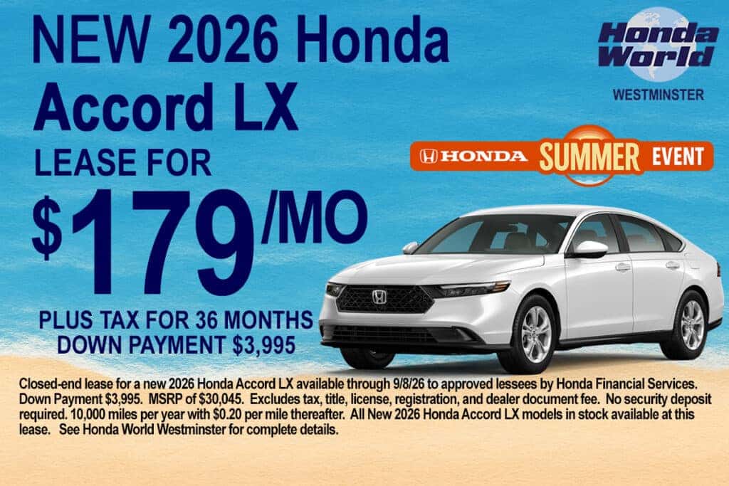 2026 Honda Accord LX Lease Offer