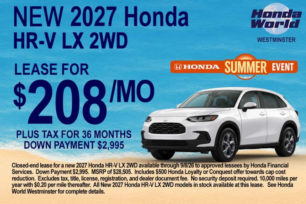 2027 Honda HR-V LX 2WD Lease Offer