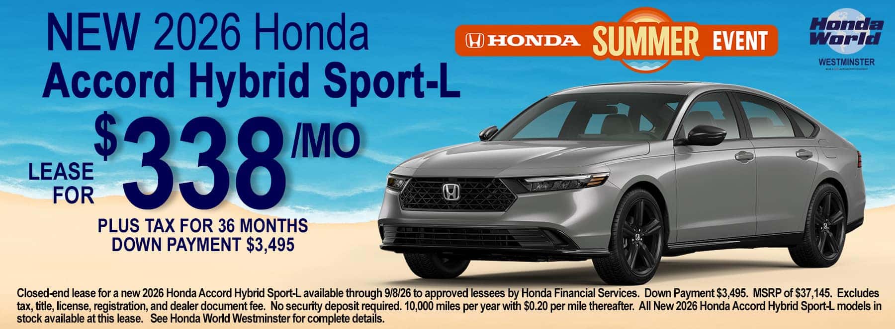 2026 Honda Accord Hybrid Sport-L Lease Offer