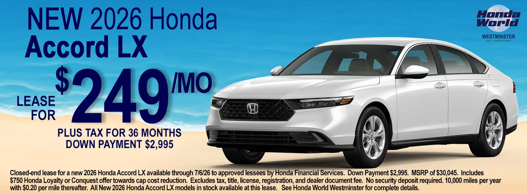 2026 Honda Accord LX Lease Offer