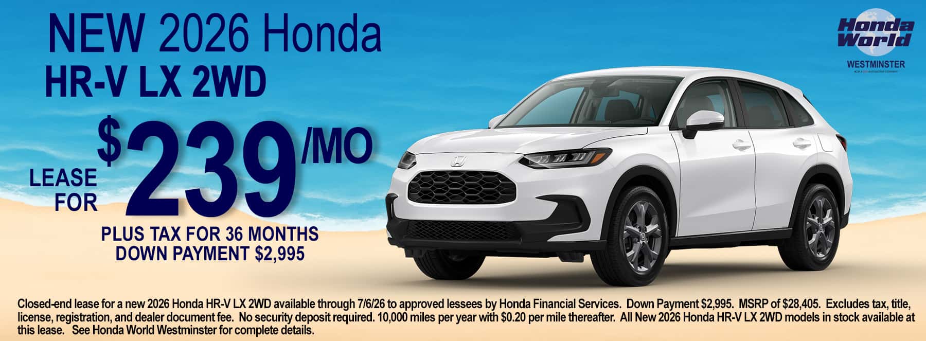 2026 Honda HR-V Lease Offer