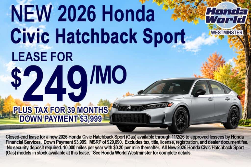 2026 Honda Civic Hatchback Sport Lease Offer