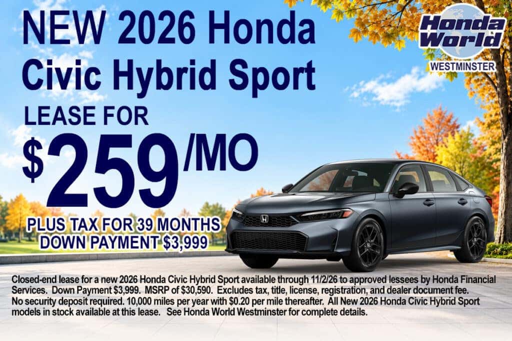 2026 Honda Civic Hybrid Sport Lease Offer