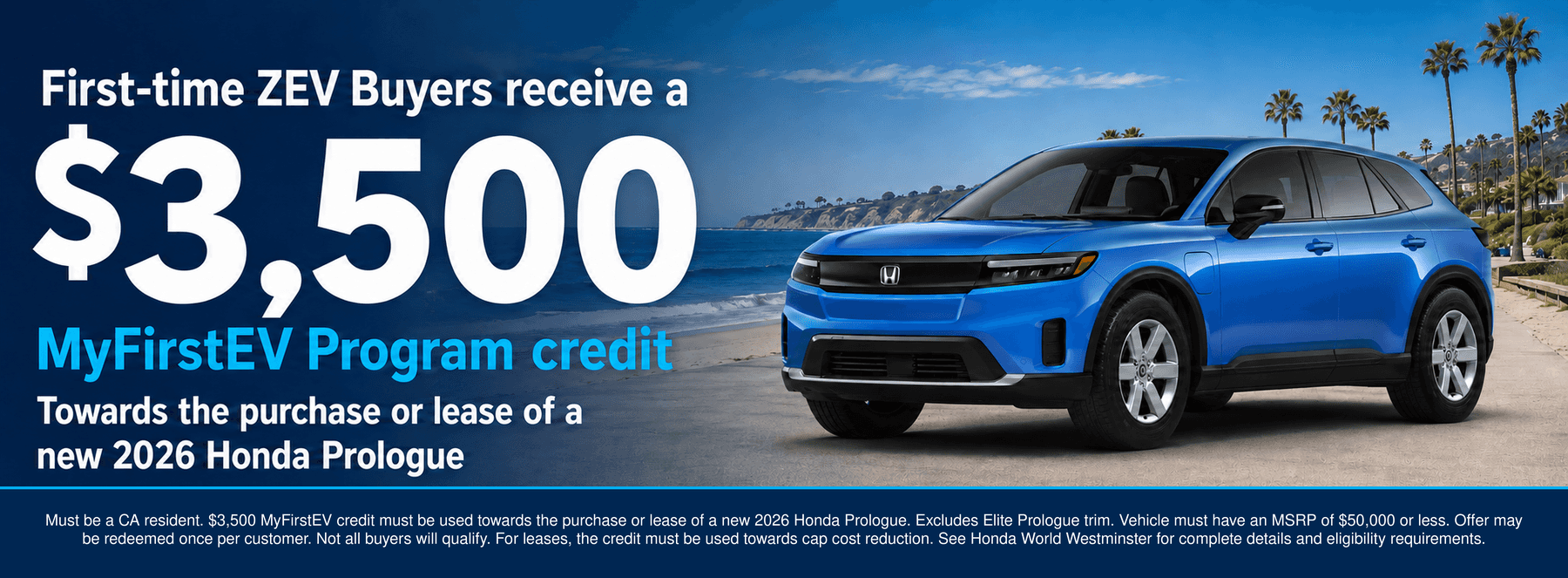 MyFirstEV $3500 Credit Select Honda Prologues