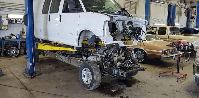 white van in Body shop