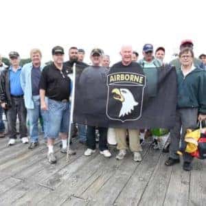 veteran's gathered on pier