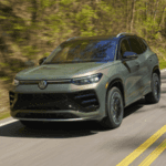 New VW Tiguan driving down highway