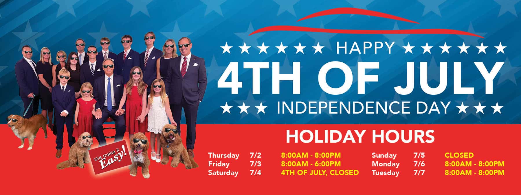 Hours for July 4th at all Kelly Auto store locations
