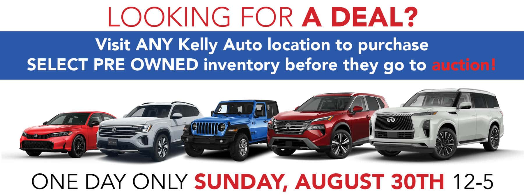 Sunday Pre-Owned Deals at Kelly Auto