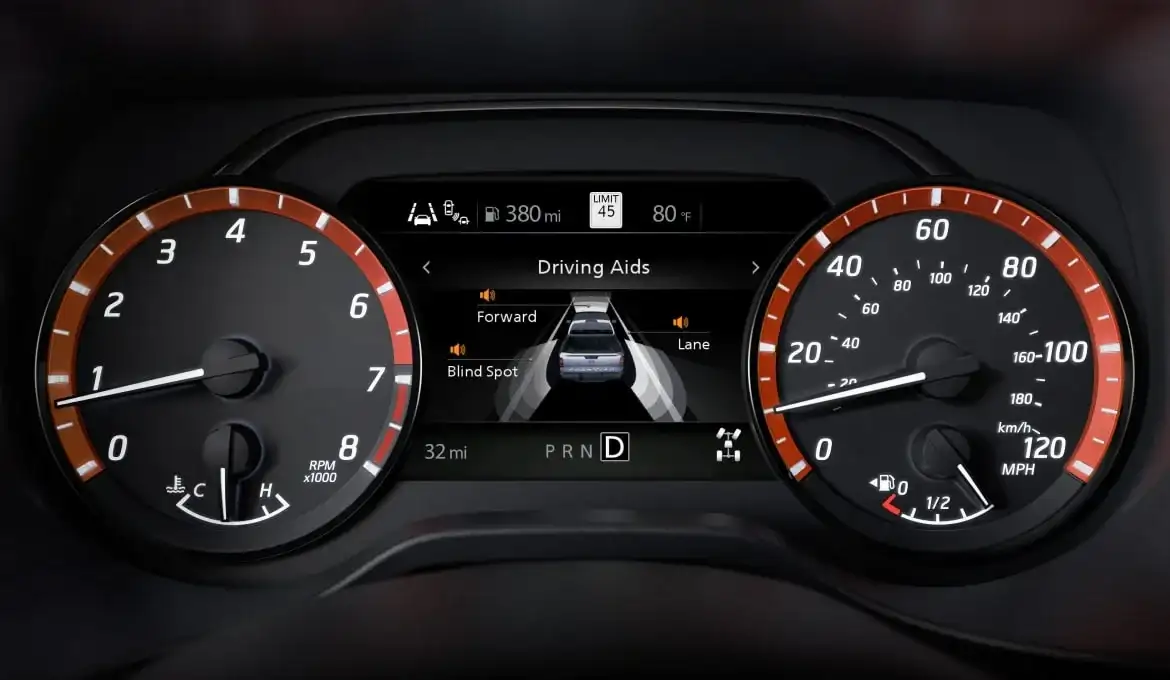 2026 Nissan Frontier instrument cluster drive assist display
