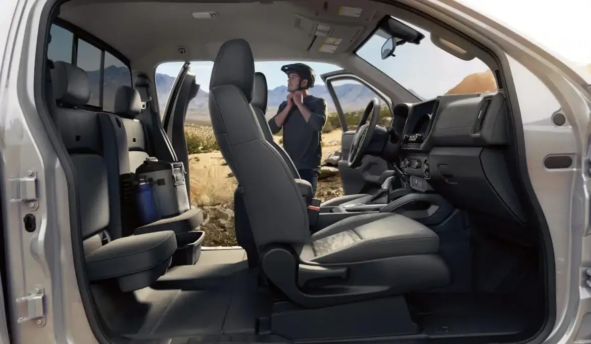 2026 Nissan Frontier front and rear seating interior